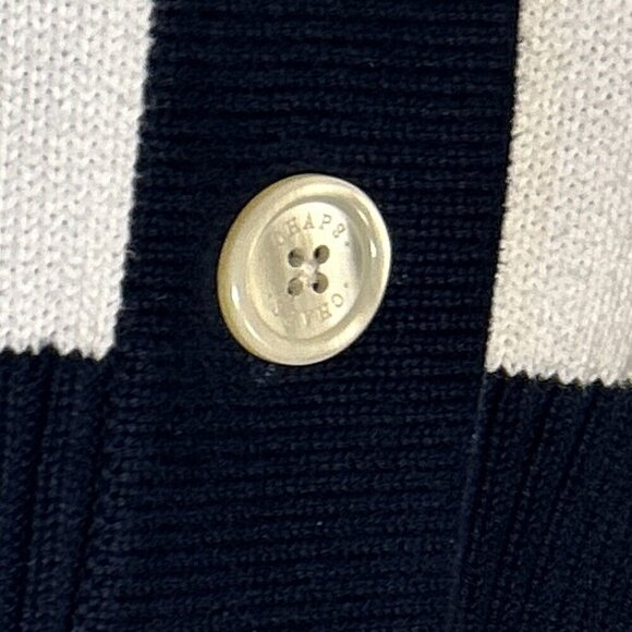 Chaps SZ L Navy & White Boxy button front cardigan Wardrobe Staple 80's Nautical - Picture 8 of 11